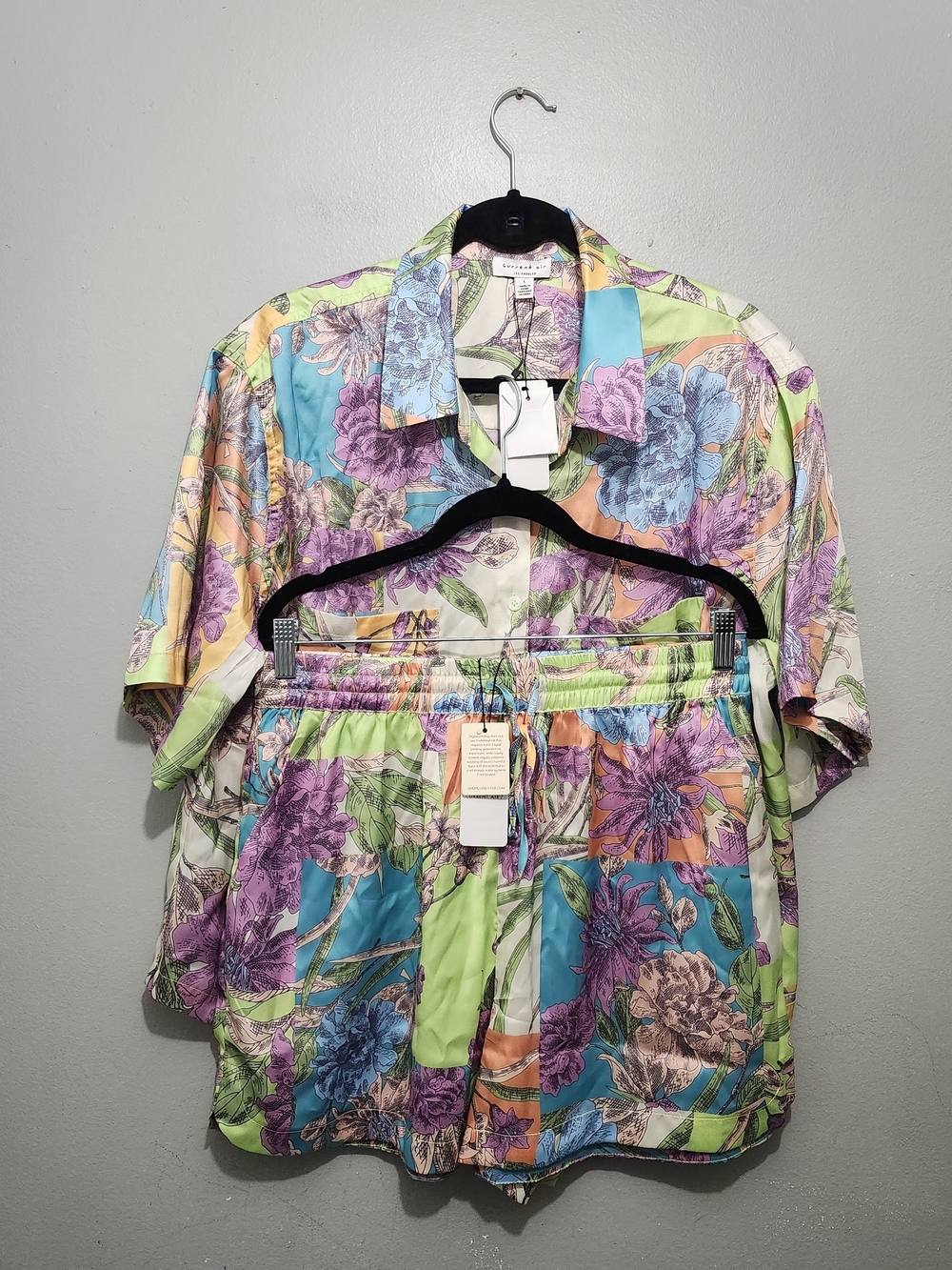 Current Air Multicolor Floral Button-Down Shirt Set Size Large New Vacation
